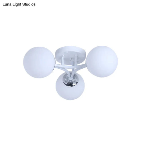 Nordic Metal Semi Flush Mount Light With Globe Glass Shade - 3/5/9 Lights For Living Room