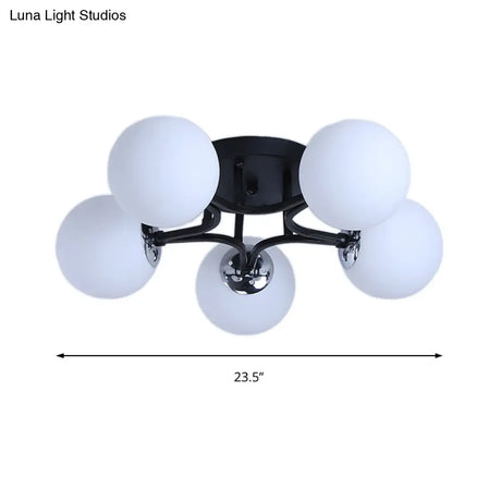 Nordic Metal Semi Flush Mount Light With Globe Glass Shade - 3/5/9 Lights For Living Room