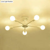 Nordic Metal Sputnik Flush Mount Ceiling Light - 5/10 Lights White/Black Bedroom Semi
