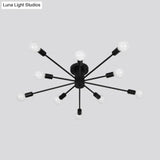 Nordic Metal Sputnik Flush Mount Ceiling Light - 5/10 Lights White/Black Bedroom Semi