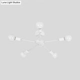 Nordic Metal Sputnik Flush Mount Ceiling Light - 5/10 Lights White/Black Bedroom Semi