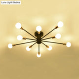 Nordic Metal Sputnik Flush Mount Ceiling Light - 5/10 Lights White/Black Bedroom Semi