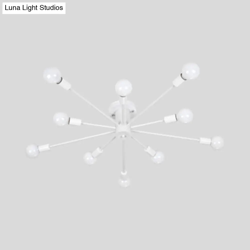 Nordic Metal Sputnik Flush Mount Ceiling Light - 5/10 Lights White/Black Bedroom Semi