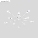 Nordic Metal Sputnik Flush Mount Ceiling Light - 5/10 Lights White/Black Bedroom Semi
