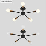 Nordic Metal Sputnik Flush Mount Ceiling Light - 5/10 Lights White/Black Bedroom Semi