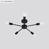 Nordic Metal Sputnik Flush Mount Ceiling Light - 5/10 Lights White/Black Bedroom Semi