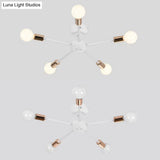 Nordic Metal Sputnik Flush Mount Ceiling Light - 5/10 Lights White/Black Bedroom Semi