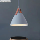 Nordic Metal Truncated Cone Pendant With Leather Strap - 1-Light Suspension Lighting (10.5/14 W)