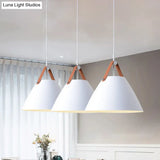 Nordic Metal Truncated Cone Pendant With Leather Strap - 1-Light Suspension Lighting (10.5/14 W)