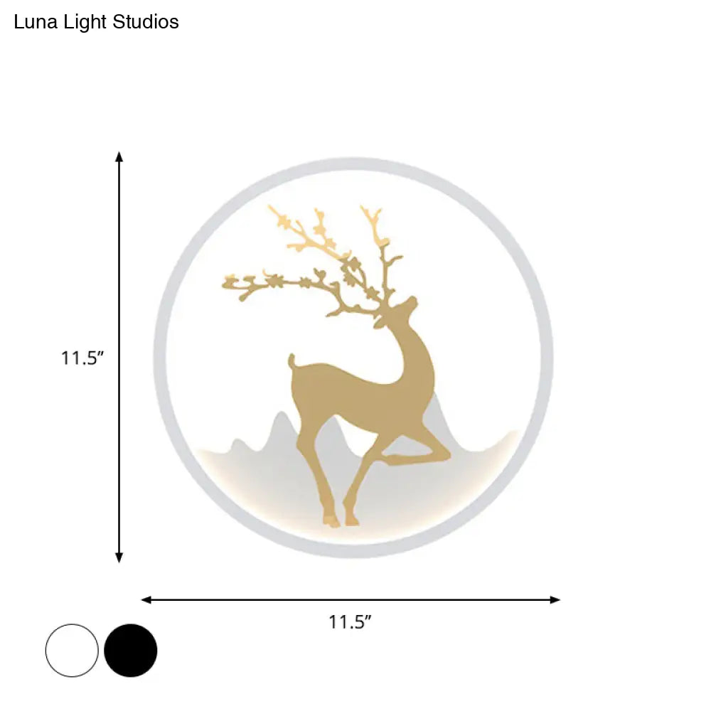 Nordic Metallic Black/White-Gold Led Circle Wall Sconce Light: Warm/White Glow For Bedroom