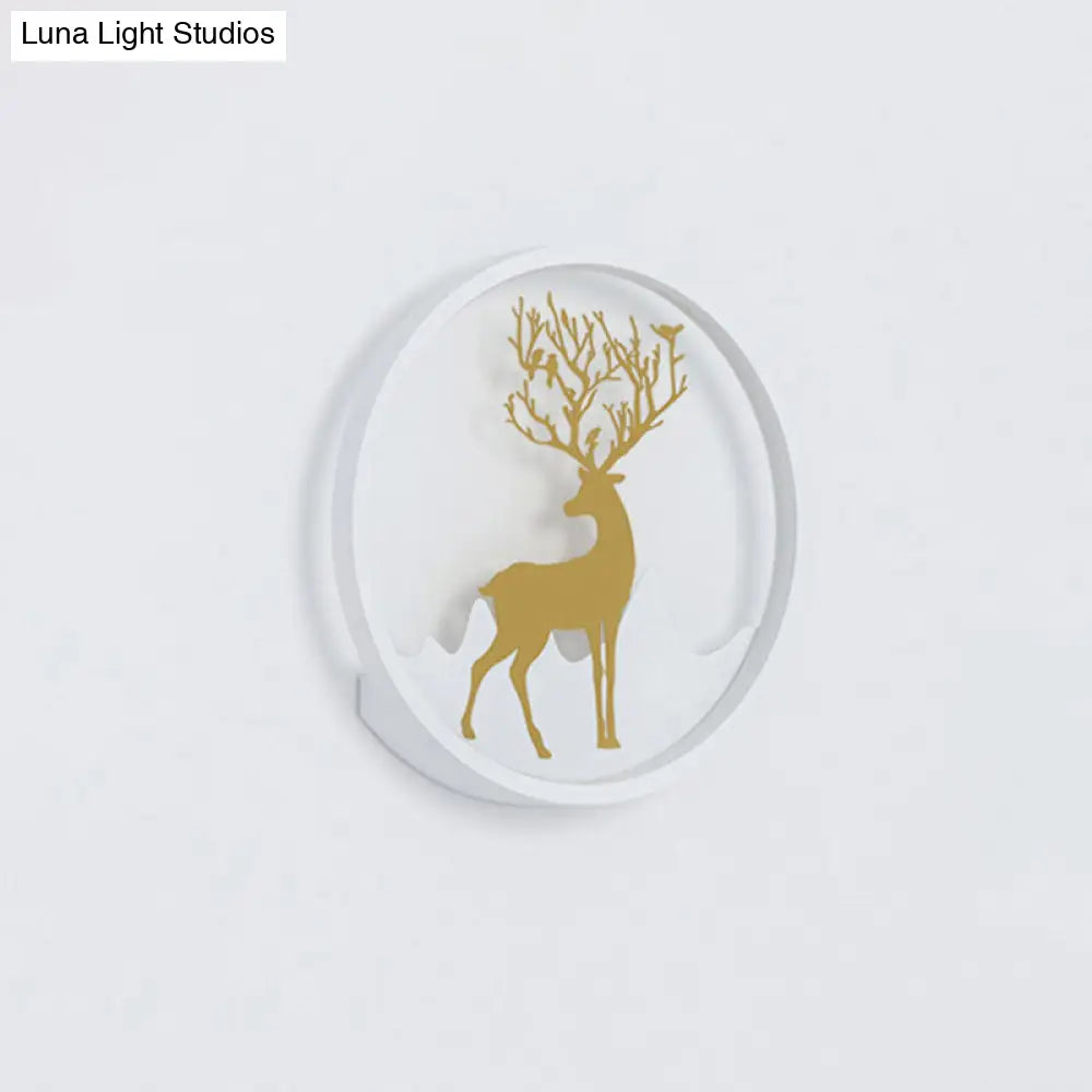 Nordic Metallic Black/White-Gold Led Circle Wall Sconce Light: Warm/White Glow For Bedroom