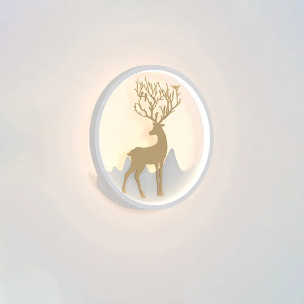 Nordic Metallic Black/White-Gold Led Circle Wall Sconce Light: Warm/White Glow For Bedroom White / B