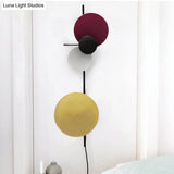 Nordic Metallic Blue/Red/Pink Led Circular Wall Mount Light For Living Room
