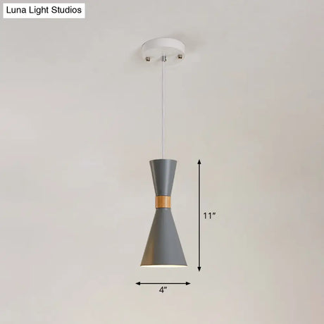 Nordic Metallic Hourglass Pendant Light - Stylish 1-Light Bedside Hanging Ceiling Fixture