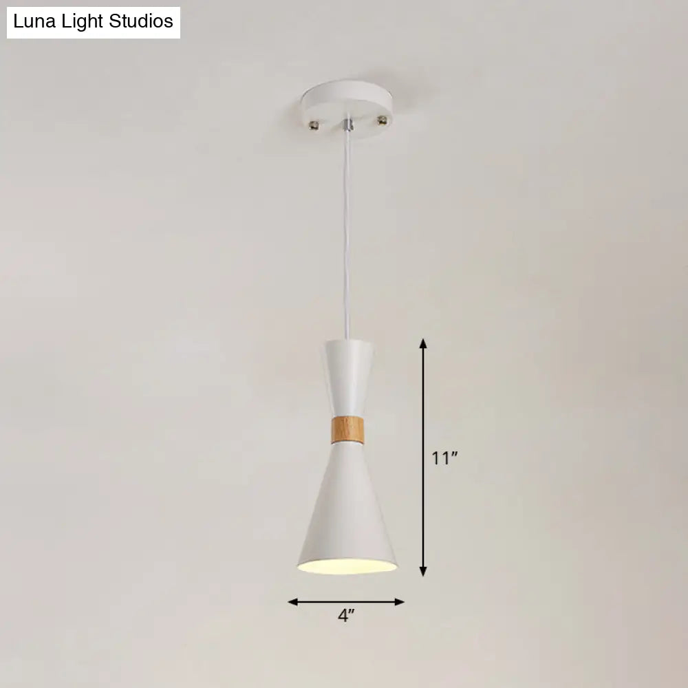 Nordic Metallic Hourglass Pendant Light - Stylish 1-Light Bedside Hanging Ceiling Fixture