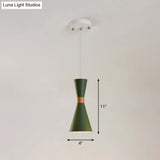 Nordic Metallic Hourglass Pendant Light - Stylish 1-Light Bedside Hanging Ceiling Fixture