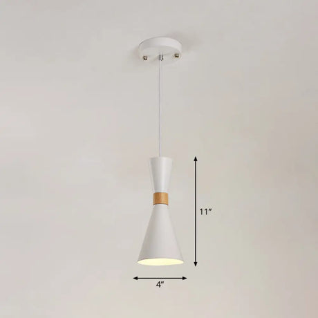 Nordic Metallic Hourglass Pendant Light - Stylish 1-Light Bedside Hanging Ceiling Fixture White