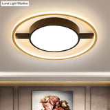 Nordic Metallic Led Ceiling Lamp - Ring And Drum Flush Mount In Warm/White Light Options Black