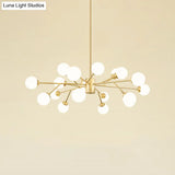 Nordic Milky Glass Chandelier Gold Suspension Light For Living Room