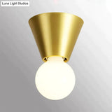 Nordic Minimalist Hall Brass Ceiling Lamp Without Light Source