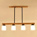Nordic Modern Wood Island Pendant With Glass Lampshade Hanging Lamp 4 / Black