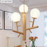 Nordic Modern Wooden White Hanging Chandelier - Ceiling Pendant Light For Dining Room