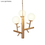 Nordic Modern Wooden White Hanging Chandelier - Ceiling Pendant Light For Dining Room