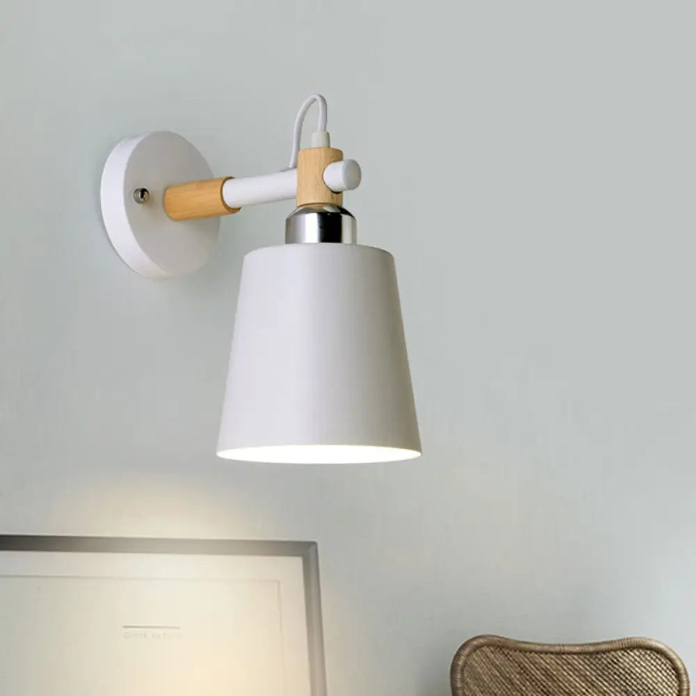 Nordic Monochrome Rotatable Wall Lamp With Empire Shade Ideal For Stairs White