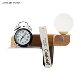 Nordic Opal Frosted Glass Sconce: Orb 1 Bulb Wall Mounted Lamp With White-Wood Shelf (Left/Right)
