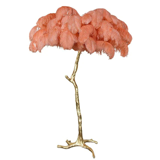 Nordic Ostrich Feather Floor Lamp Stand Light Copper Modern Interior Lighting Decor Home Lights