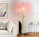 Nordic Ostrich Feather Floor Lamp Stand Light Copper Modern Interior Lighting Decor Home Lights