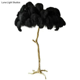 Nordic Ostrich Feather Floor Lamp Stand Light Copper Modern Interior Lighting Decor Home Lights