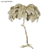Nordic Ostrich Feather Floor Lamp Stand Light Copper Modern Interior Lighting Decor Home Lights