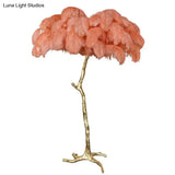 Nordic Ostrich Feather Floor Lamp Stand Light Copper Modern Interior Lighting Decor Home Lights