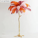 Nordic Ostrich Feather Floor Lamp Stand Light Copper Modern Interior Lighting Decor Home Lights