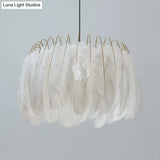 Nordic Pendant Light Kit - Single Bedroom Suspension Lighting In White With Tree Crown And Floral