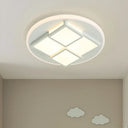 Nordic Pink/White Led Ceiling Light For Bedroom - Square Acrylic Flush Mount White