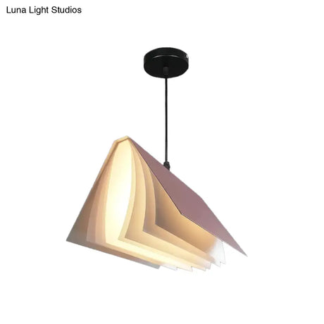 Nordic Plastic Pendant Ceiling Light: Modern 1-Bulb Book-Inspired Hanging Lamp For Living Room