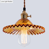 Nordic Radial Wave Glass Pendant Light - 1-Light Ceiling Fixture For Dining Room