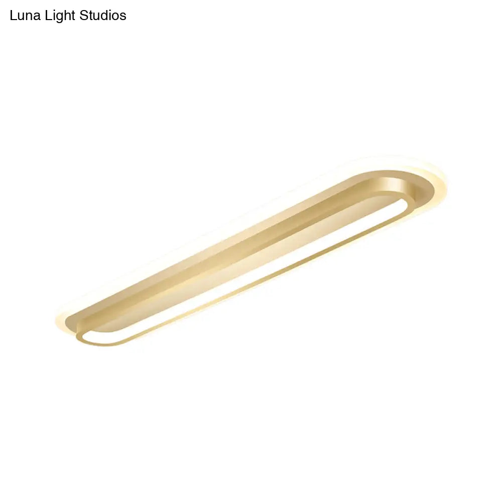 Nordic Rectangular Led Ceiling Light In Gold Customizable 7 Days 19’/23’ Width