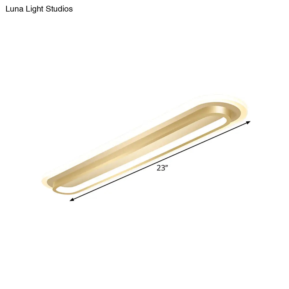 Nordic Rectangular Led Ceiling Light In Gold Customizable 7 Days 19’/23’ Width