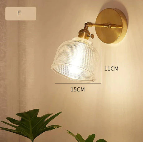 Nordic Retro Livingroom Bedroom Bedside Full Copper Wall Lamp Copper Wall Lamps