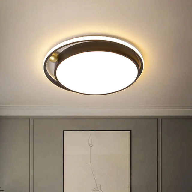 Nordic Round Acrylic Flush Mount Led Light Fixture - 16/19.5 Wide Black For Bedroom
