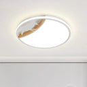 Nordic Round Led Flush Mount With Bird Deco - White/Grey/Green Acrylic Fixture White