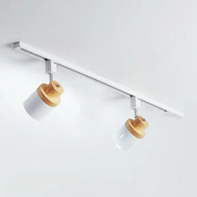 Nordic Semi Flush Mount Spotlight With Metal Accent And Wood Deco - Perfect For Bedroom Track