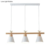 Nordic Shaded Hanging Island Light Metal Pendant With Bird Decor - 3-Head Dining Room Drop