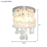 Nordic Shell White Wind Chime Pendant Chandelier - 1 Light Hanging Lamp Multiple Sizes Available