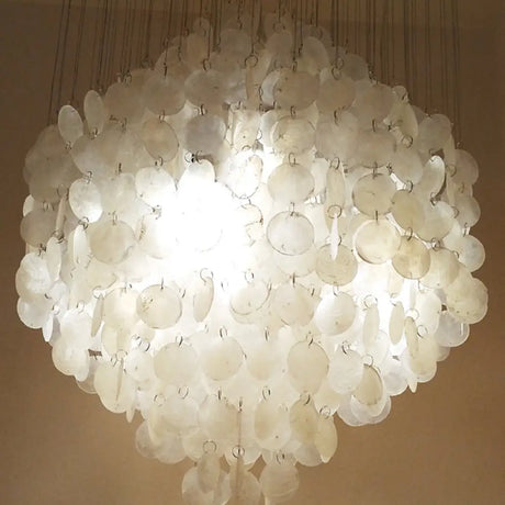 Nordic Shell Wind Chime Chandelier Pendant Light 4-Light White Ceiling Fixture 19.5/23.5 Dia