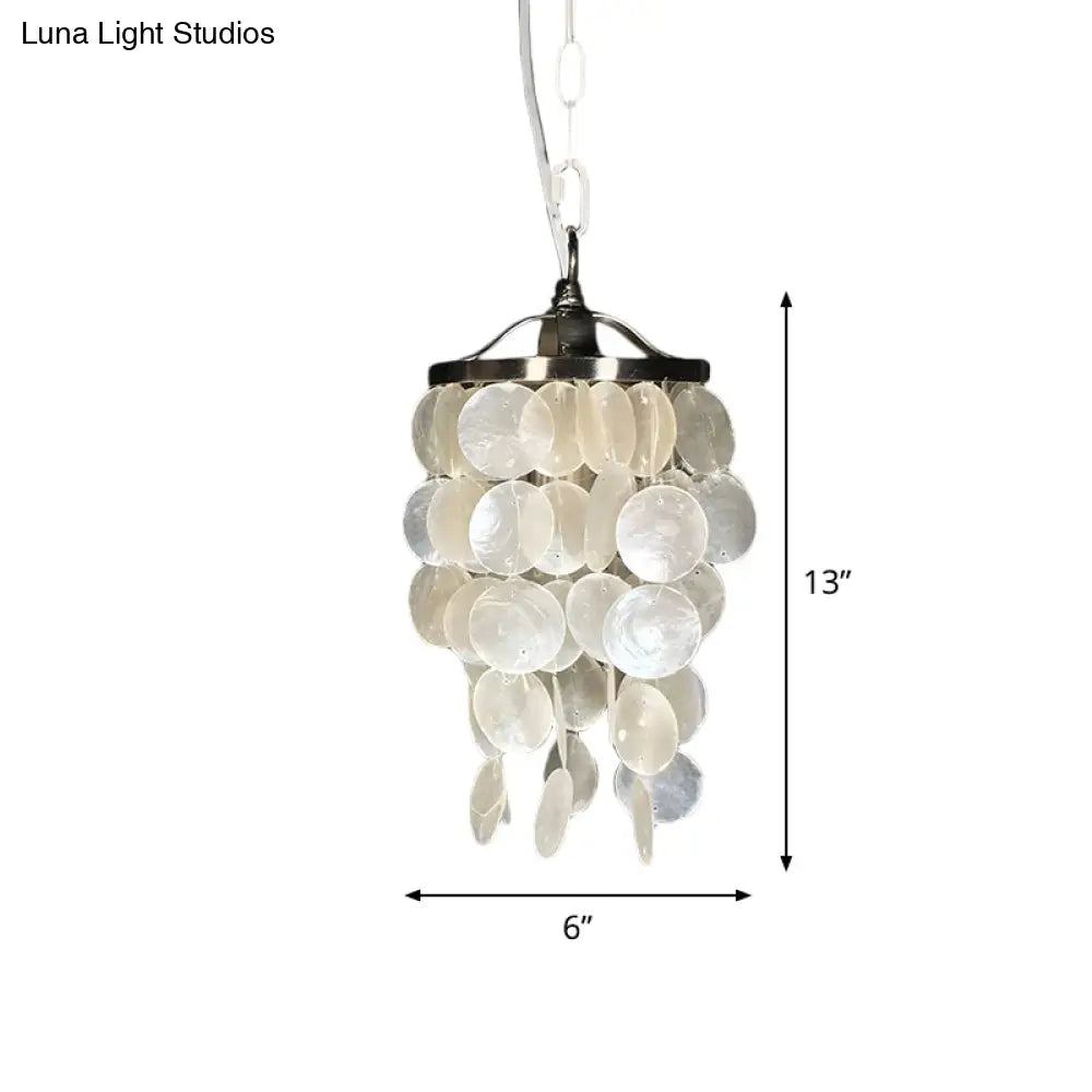 Nordic Shell Wind Chime Pendant Light - Elegant White Ceiling For Living Room