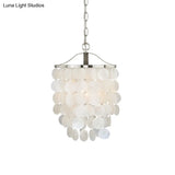 Nordic Shell Wind Chime Pendant Light - Elegant White Ceiling For Living Room